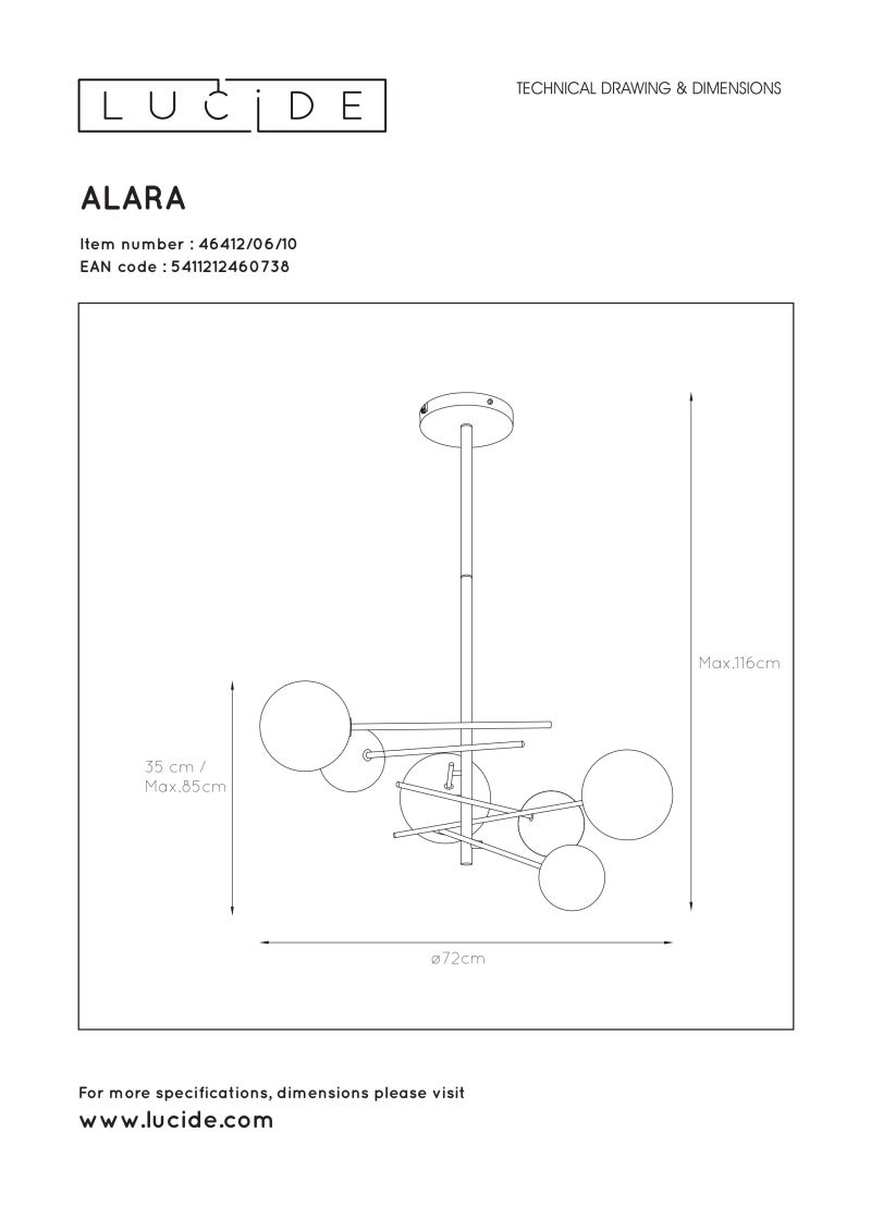 ALARA - Závesné svietidlo - 6x 1.5W G4 - zlatá